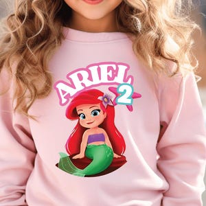 Little Mermaid Baby Birthday Sweatshirt, Custom The Little Mermaid Ariel Shirt, Ariel Birthday Shirt for Girls, Personalized Mermaid Party