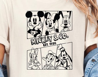 Retro Mickey and Co Shirt, Mickey And Friends T-shirt, Retro Disney Tee, Disney Family matching Trip, Disneyland Vacation, women's disney