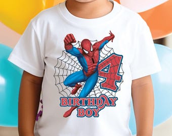 Spiderman Birthday Boy Shirt, Personalized Spiderman Birthday Party T-Shirt, Custom Birthday Boy Family Matching Tee, Spiderman Gift, Spidey
