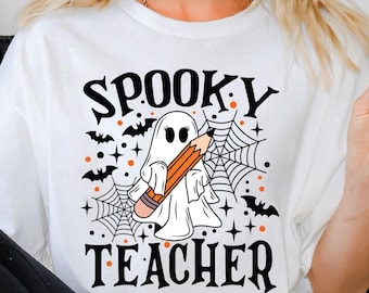 Spooky Ghost Teacher T-Shirt, Retro Halloween Tee