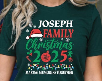 Custom Family Christmas 2025 T-Shirts, Personalized Matching Xmas Outfit, Xmas Party Tees