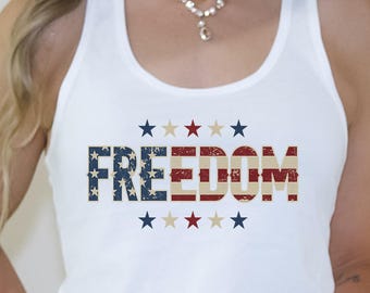Freedom Racerback Tank Top, America 1776 Land of the free Tee, USA 250th Anniversary Patriotic Shirt