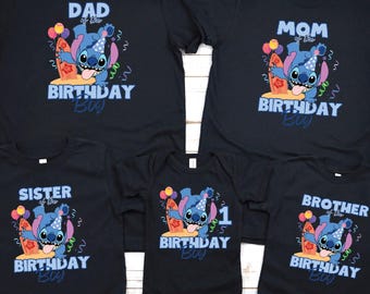 Custom Stitch Birthday Family Shirt, Stitch Birthday Boy shirt, Birthday Party Tee, Personalized Birthday, Kids Custom Bday, Toddler, Youth
