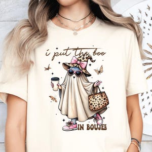 Boujee Ghost Halloween Shirt, Cute Halloween Womens Tee, Spooky Season, Girly Ghost T-Shirt, Halloween Party, Boo jee, Bougie Fall kids