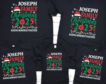 Personalized Family Christmas T-Shirts, Matching Holiday Xmas Outfit, Christmas 2025 Tees, Christmas Party Pajama