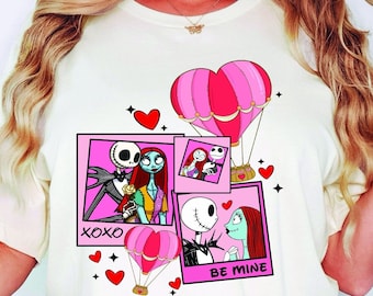 Jack and Sally Valentine Shirt, Nightmare Jack And Sally Valentine XOXO Shirt, Valentines Day, Jack Sally Couple Tee, Jack Skellington Shirt