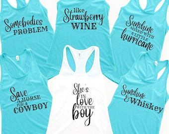 Camiseta sin mangas para despedida de soltera con temática de música country, fiesta nupcial en Nashville, camiseta sin mangas para dama de honor, camiseta sin mangas "Vamos chicas", despedida de soltera vaquera