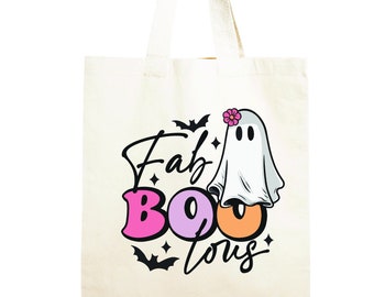 Fab Boo Lous Tote Bag, Halloween Candy Tote Bag, Trick or Treat Tote Bag, Halloween Tote Bag, Boo Bags, Ghost Bag, Funny Halloween Tote Bag