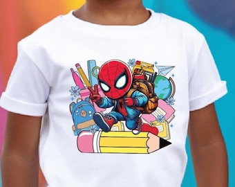 Camiseta personalizada de Spiderman para el regreso a clases, con nombre personalizado y grado.