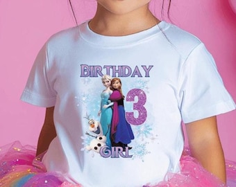 Frozen Birthday Girl Shirt, Custom Elsa Anna Olaf Birthday T-Shirt, Disney Princess Birthday Outfit, Frozen Birthday Family Matching Tees