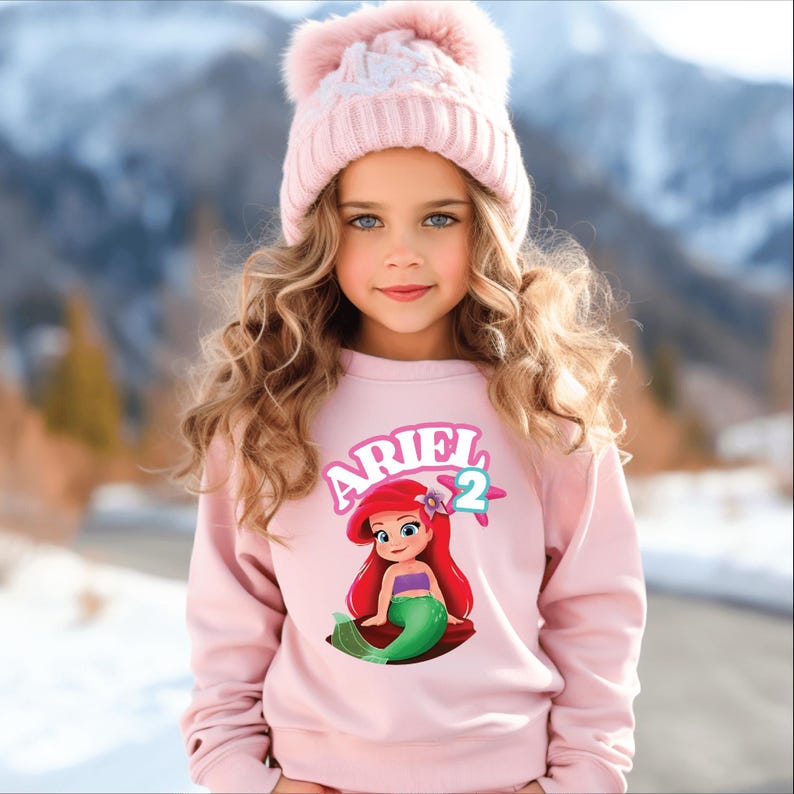 Little Mermaid Baby Birthday Sweatshirt, Custom The Little Mermaid Ariel Shirt, Ariel Birthday Shirt for Girls, Personalized Mermaid Party
