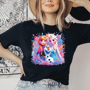 Frozen Elsa Anna Olaf DTF, Disney Inspired Kids Shirt Print Transfer, Ready to Press Heat, Cartoon Character, DIY Tee Design immagine 5