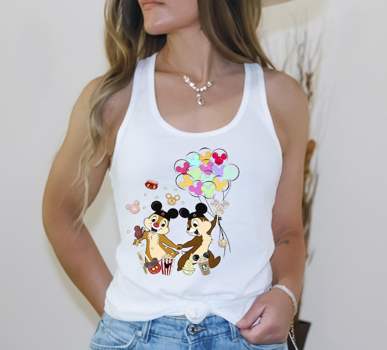 Chip and Dale Racerback Tank Top, Cute Disney Chipmunks Tank, Disney Vacation Shirt, Matching Disneyland Tees, Women Disney T-shirt