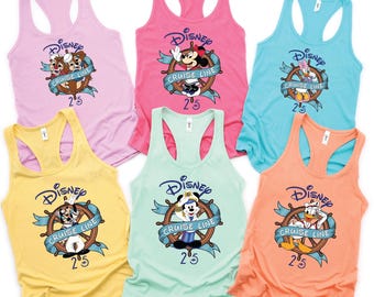 Vintage Disney Cruise Line Tank Top, Mickey and Friends Racerback