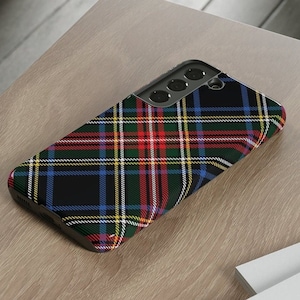 Holiday Personalizable Black Royal Stewart Plaid Tartan Phone Case | Tough Phone Cases | All Models Available