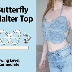 Butterfly Halter Top - Digital download PDF sewing pattern and illustrated instructions