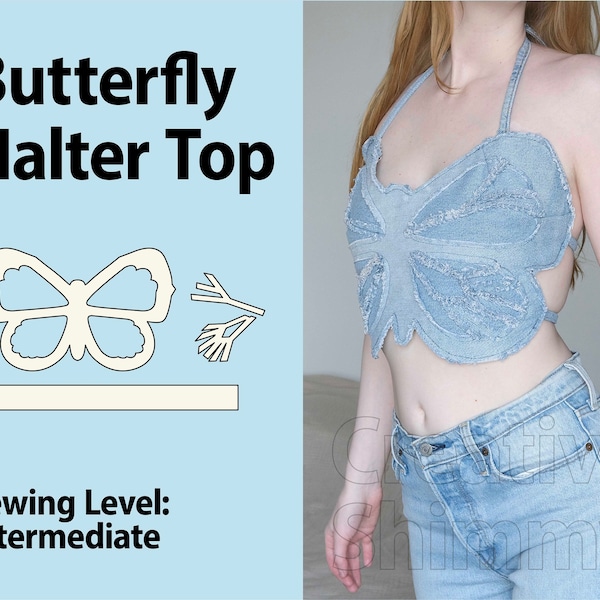 Butterfly Halter Top - Digital download PDF sewing pattern and illustrated instructions