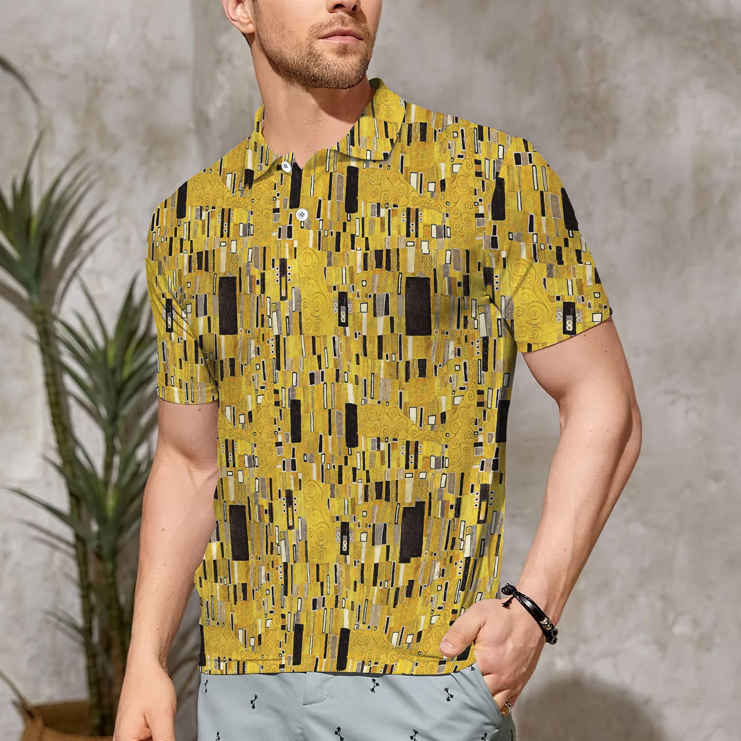 Discover Klimt Gold Polo Shirt For Men, Polo 3D T-shirt