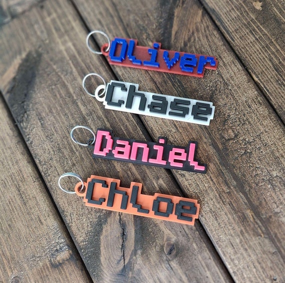 Customizable Pixel 3D Printed Keychain Username or Name 14 Etsy