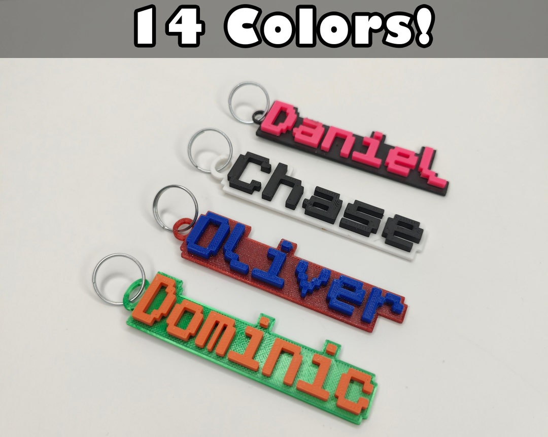 Customizable Pixel 3D Printed Keychain / Username or Name / Etsy