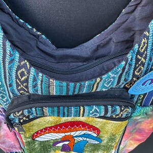 Customers Favorite 5* Bright & Colorful Hemp Mushroom Embroidery Hippie Crossbody bag Indian craftsmanship Durable Perfect for any occasion bild 5
