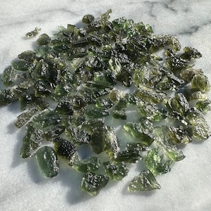 Small Chips Genuine Moldavite from Czech Republic, One of the kind quality pieces, Beware of FAKE MOLDAVITE (Not for China or India pieces)