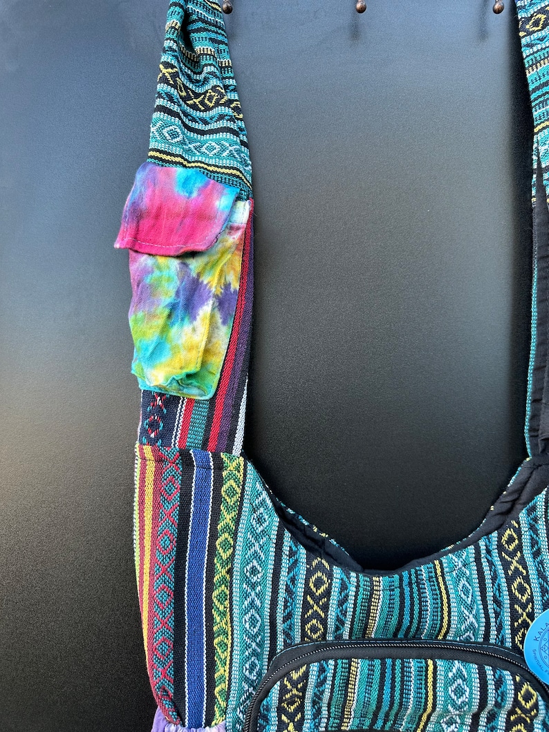 Customers Favorite 5* Bright & Colorful Hemp Mushroom Embroidery Hippie Crossbody bag Indian craftsmanship Durable Perfect for any occasion bild 7