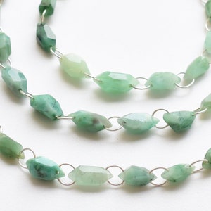 14 Pieces Emerald Faceted Crystalloid Beads Natural Gemstone Double Drill Beads Line Strand | 14x5 to 9x4 MM | Emerald from Sakota Mines