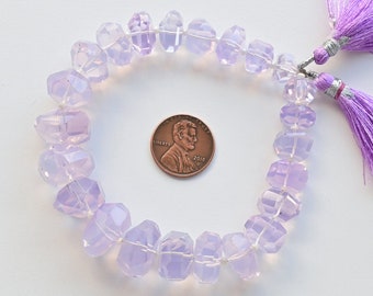 8,5 Zoll Lavendel Quarz Trommelwürfel Facettierte Perlen Natürlicher Edelstein | 10,5x17x15 bis 6x9x8 MM | Quarz für die Schmuckherstellung | DIY Schmuck
