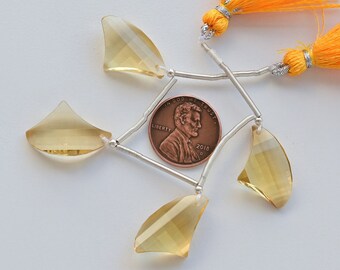 4 Pieces Honey Quartz Spinnaker Faceted Beads Natural Gemstone | 22.5x14x6 to 22x14x6 MM | Quartz for Jewelry Making