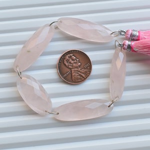5 Pieces Rose Quartz Oval Faceted Cabochon Beads Natural Gemstone | 32x10x6 to 25x12x7 MM | Quartz for Jewelry Making