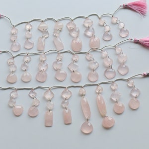 24 Pieces Rose Quartz Mix Checker Cut Cabochon Beads Natural Gemstone Strand | Quartz For Jewelry | Gemstone Supplies