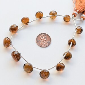 13 Pieces Cognac Quartz Onion Faceted Beads Natural Gemstone | 11x13 to 10x9 MM | Quartz for Jewelry Making