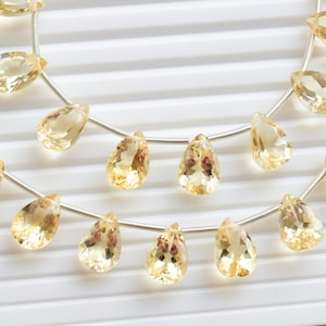 14 Pieces Citrine Faceted Pear Cut Stone Beads Natural Gemstone Side Drill Beads Line Strand | 13x9x6 MM