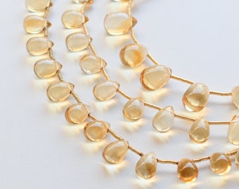 Citrine Smooth Drop Beads Natural Gemstone | Citrine for Jewelry Making | Gemstone Supplies | DIY Jewelry