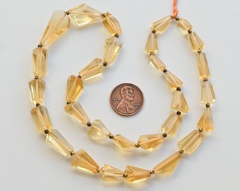18 Inches Citrine Tumble Tube Faceted Beads Natural Gemstone | 24x12x8 to 8.5x6 MM | Citrine for Jewelry Making | DIY Jewelry