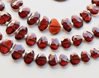8 Inches Garnet Uneven Hammered Faceted Beads Natural Gemstone Briolette Strand | 8.5x13x3 to 5x6x2.5 MM | Garnet for Jewelry Making