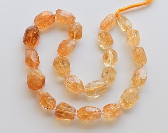 17 Inches Citrine Tumble Tubes Faceted Beads Natural Gemstone | Citrine for Jewelry Making | 20x13x11 to 15x11x9 mm | Gemstone Supplies