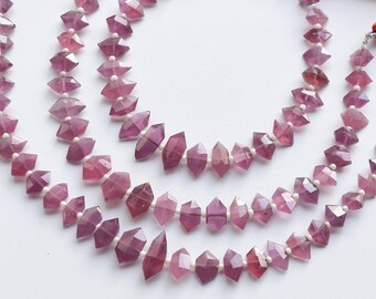 8 Inches Ruby Glass Filled Crystalloid Beads Natural Gemstone Center Drill Beads Strand | 7x14x3 to 5x8.5x5 MM | Ruby Beads