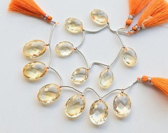 6 Pieces Citrine Oval Faceted Beads Natural Gemstone Briolette Strand | Citrine for Jewelry Making | Gemstone Supplies | DIY