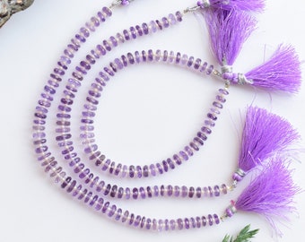 8 Inches Amethyst Faceted Tyre Beads Natural Gemstone Center Drill Beads Line Strand | Amethyst For Jewelry | 3x7 to 1.5x5 MM