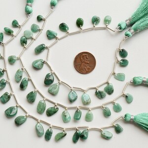 16 Pieces Sakota Emerald Smooth Tumble Natural Gemstone Beads | Emerald for Jewelry Making | Gemstone Supplies | 12x8x3 to 6x5x1.5 MM