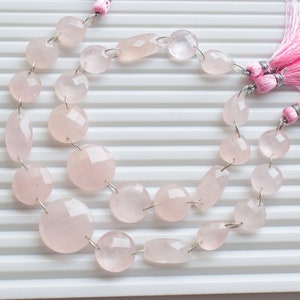 12 Pieces Rose Quartz Faceted Mix Beads Natural Gemstone Briolette Double Drill Beads Line Strand | Quartz For Jewelry | 32x16 to 12x12x6 MM