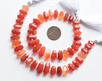 7 Zoll Roter Onyx Facettierte Kristalloid Perlen Natürlicher Edelstein Center Bohrer Perlen Strang | 7x16x7,5 To 5x10x5 MM | Natürliche rote Onyx Perlen
