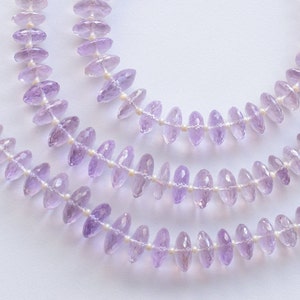 8 Inch Lavender Quartz Roundel Faceted Beads Natural Gemstone Through Drill Beads Line Strand | 6x15 to 3x8 MM