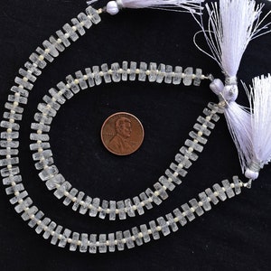 8 Inches Crystal Textured Tyre Beads Natural Gemstone Center Drill Beads Line Strand For Jewelry | 3.5x8 to 2x7 MM | Natural Citrine Beads