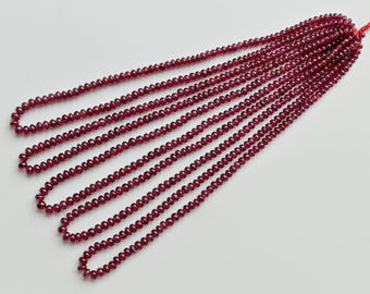 Perline rondelle lisce riempite di vetro rubino da 17 pollici, pietra preziosa naturale, filo da trapano centrale / 5x6 a 2,5 x 3 mm / rubino per gioielli