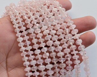 8 Inches Morganite Smooth Rondelle Beads Natural Gemstone | Morganite for Jewelry Making | 5x8 to 2x5 MM | Gemstone Supplies