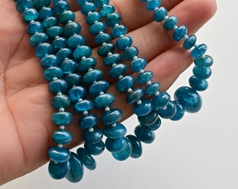 16 Inches Neon Apatite Smooth Rondelle Beads Natural Gemstone | Apatite for Jewelry Making | DIY Jewelry