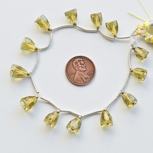 13 Pieces Lemon Quartz Lamp Faceted Beads Natural Gemstone | 9x8 to 8x7 MM | Quartz for Jewelry Making